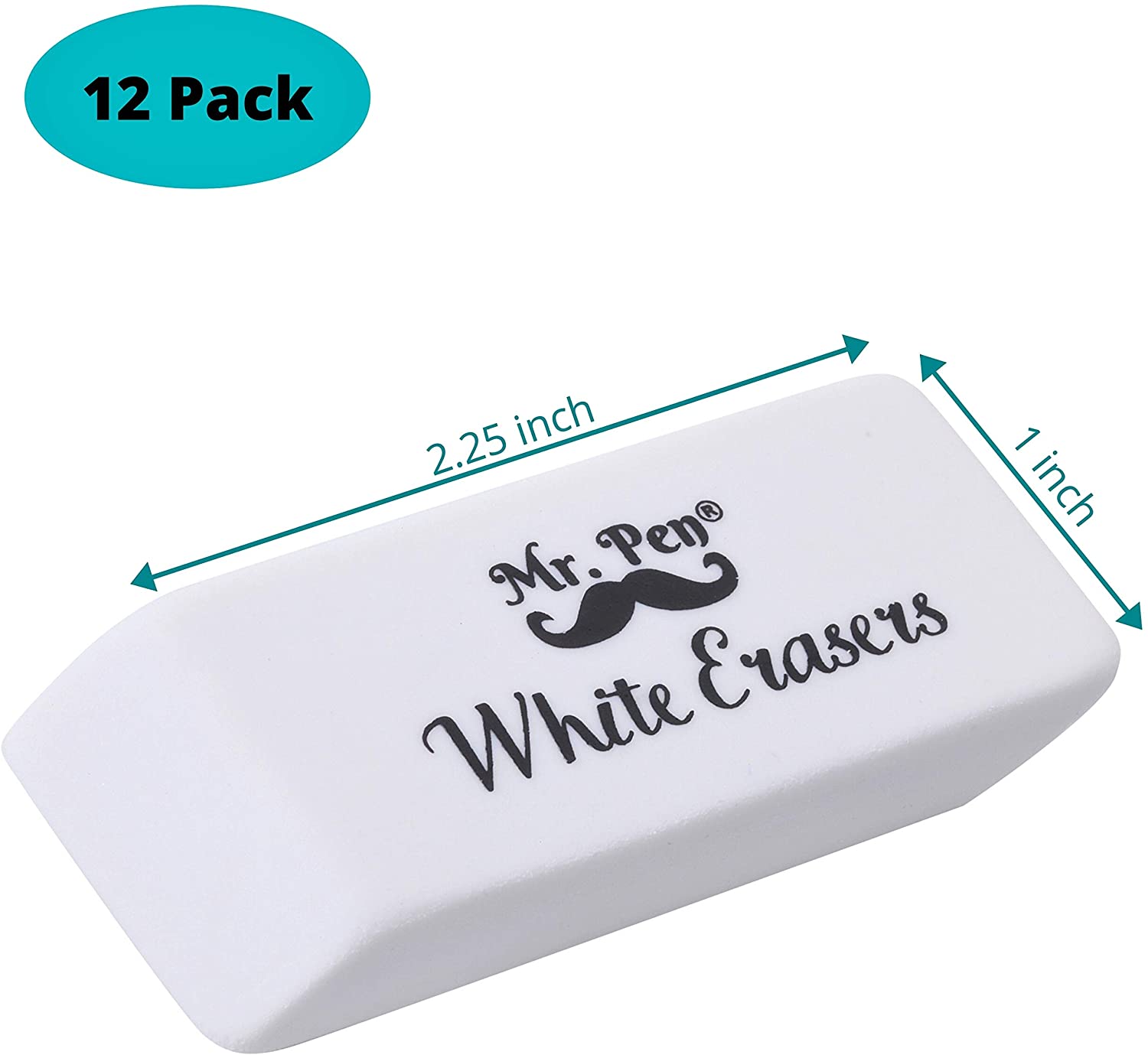 Paper Mate White Pearl Erasers, Large, 12 Count