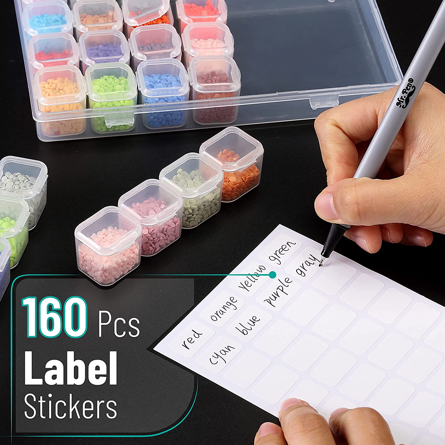 Mr. Pen- Diamond Painting Storage Containers, 28 Grids, 2 Pack, Bead Storage  Containers with 160pcs Label Stickers - Mr. Pen Store