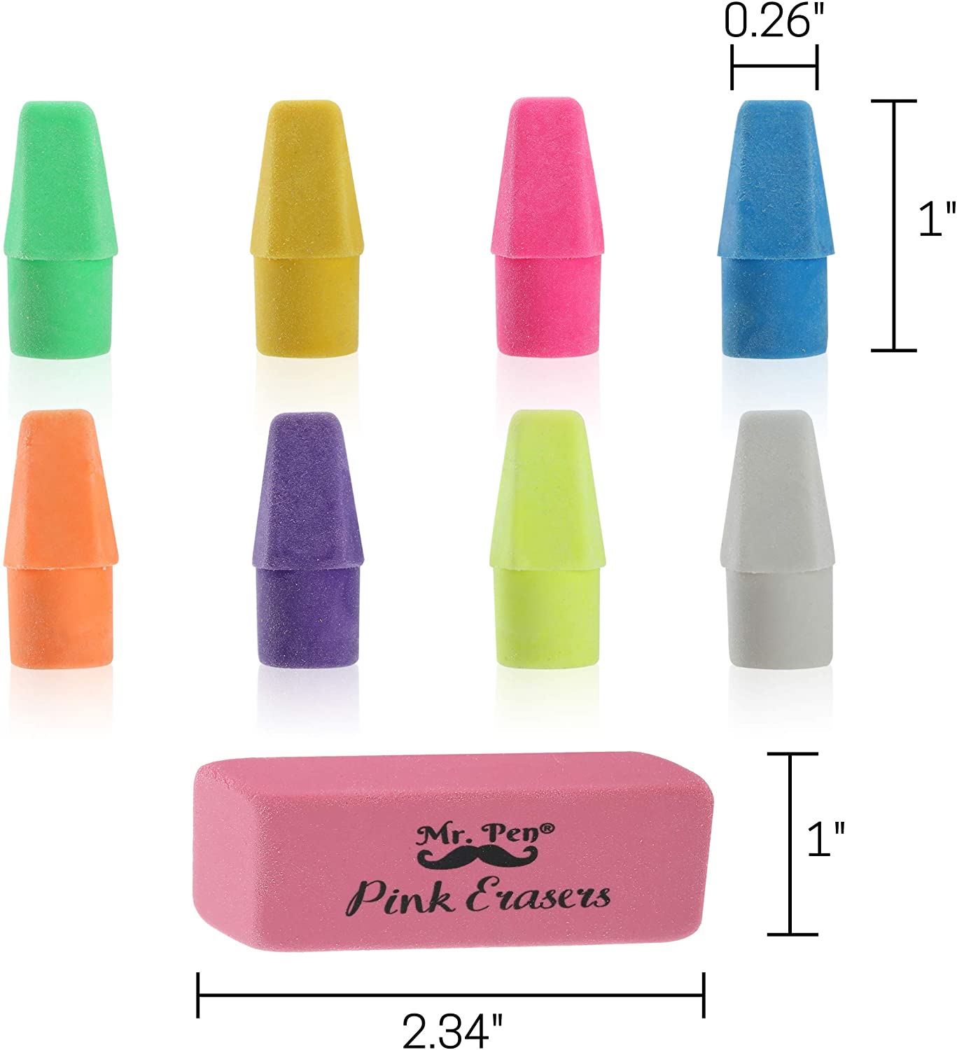  Mr Pen- Pencil Eraser, 8 Pack, White Erasers