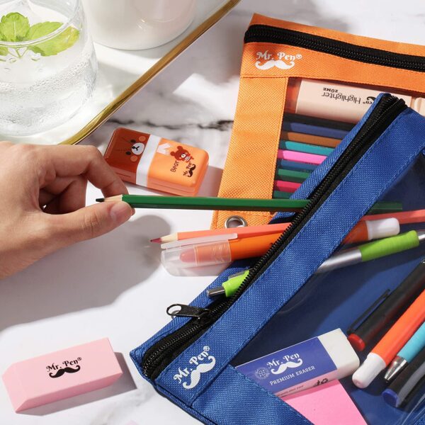 Mr. Pen - Pencil Pouch, Blue and Orange, 2 Fabric Pencil Pouches, Binder  Pockets, Pencil Case, Binder Pouch, Pencil Bags, Pencil Pouch 3 Ring,  Pencil Bags with Zipper, Zippered Pencil Pouch, Canvas 