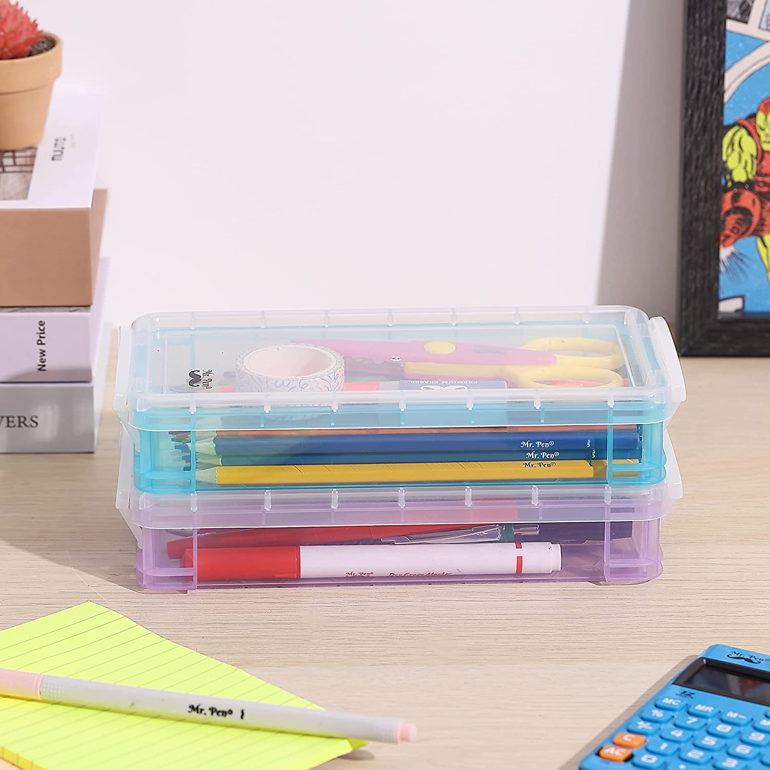 Pencil Box, Assorted Color, 2 Pack, Plastic Pencil Box Case, Pencil Case,  Crayon Box, Pencil Case for Kids - Mr. Pen Store