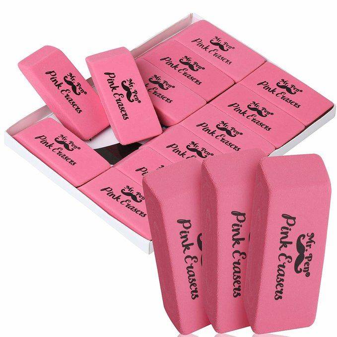 Mr. Pen- Erasers, Pink Erasers, Pack of 12, Pink Eraser, Pencil Erasers,  Large, School Supplies, Eraser Pencil for Artists and Students, Erasers for  Kids, Art Eraser, Erasers Bulk, Eraser for School 