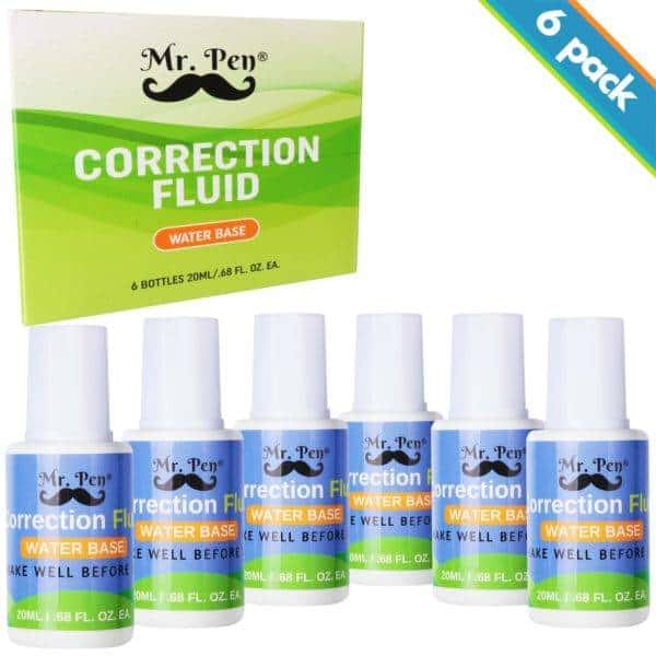 Mr Pen- Correction Fluid, Pack of 6, Correction liquid White, Liquid  Eraser, White Correction Fluid Foam, White Fluid, White Out, Office  Supplies, Wide Out Fluid, White Correction Tape Pen Fluid - Mr.
