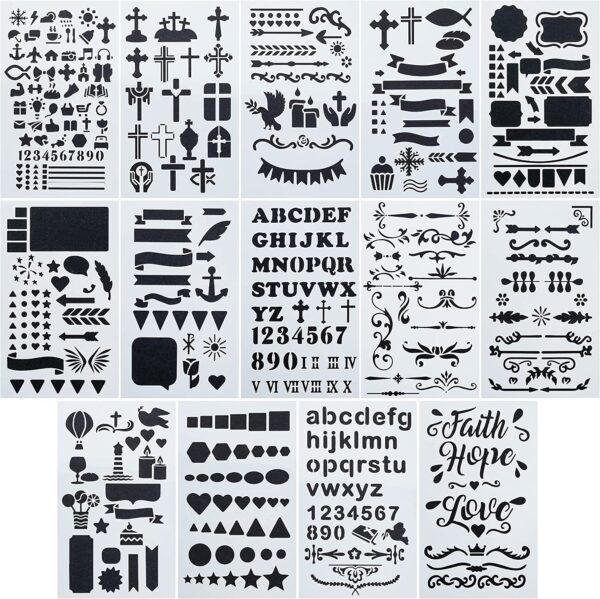 Bible Journaling Stencil, 4.2 x 7 Inch, 14 Sheets, Stencil Set, Journal  Stencils, Planner Stencils, Plastic Stencils - Mr. Pen Store