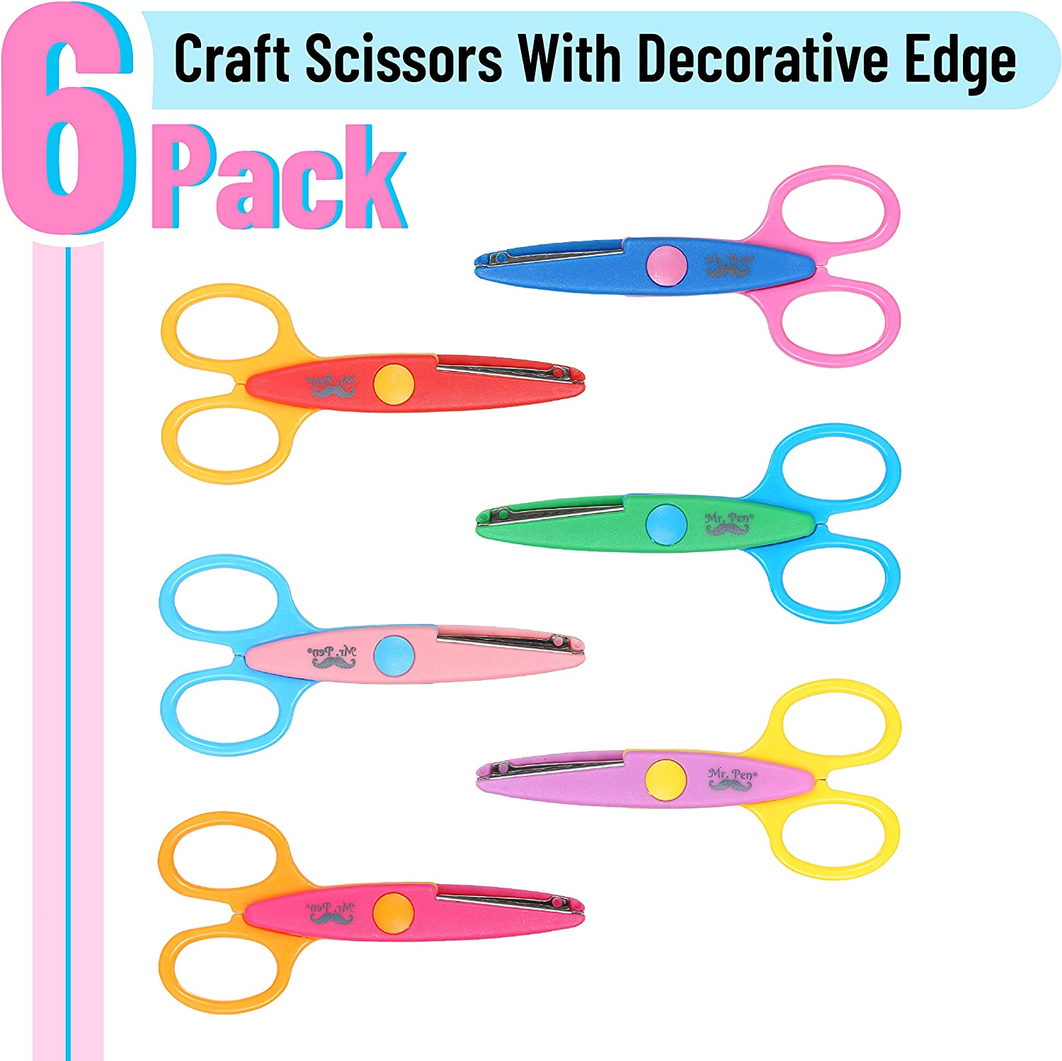 Mr. Pen- Craft Scissors Decorative Edge, 6 Pack
