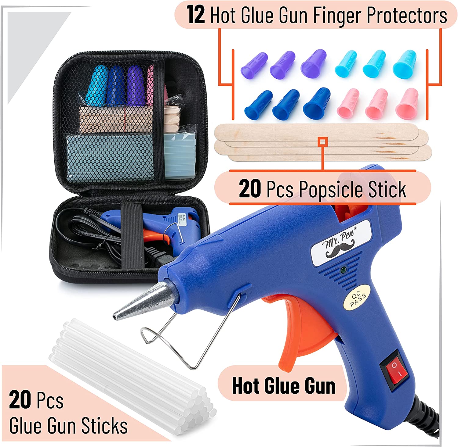 Mr. Pen– Hot Glue Gun Kit, Hot Melt Glue Gun Mini with 20pcs Glue