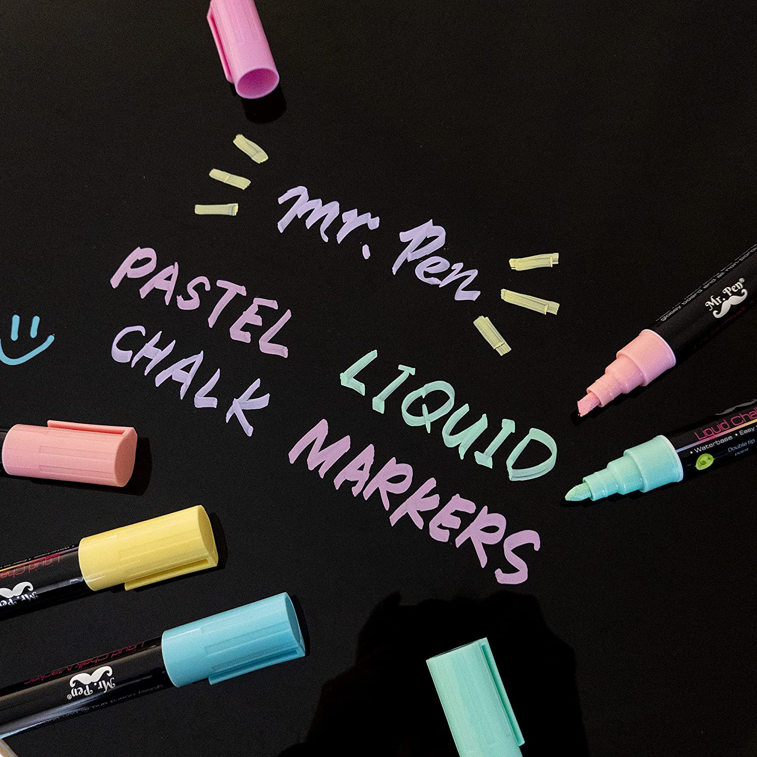 Mr. Pen- Chalk Markers, 6 Pack, Pastel Colors, 8 Labels
