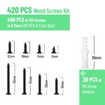 Wood Screws Assortment Kit, 400 Pieces