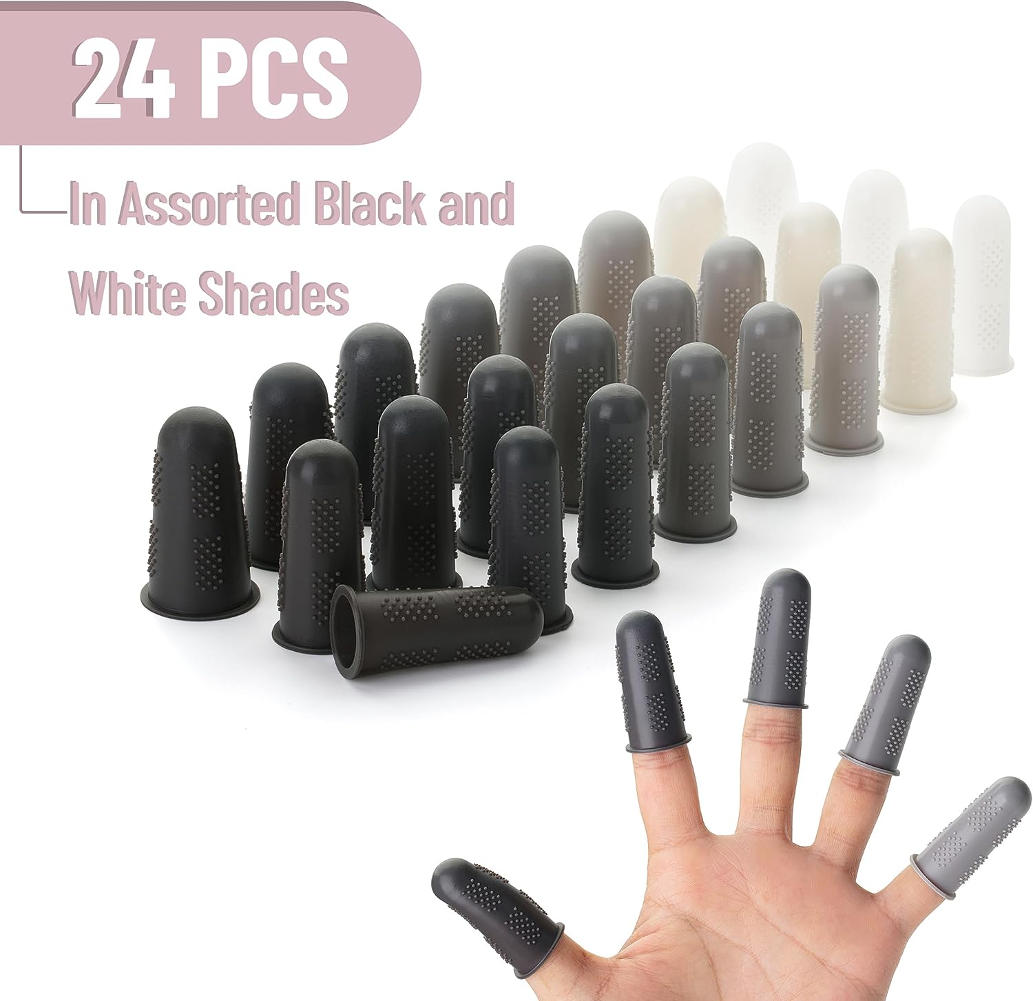 Hot Glue Gun Finger Protectors, 24 pcs, Black and White Shades