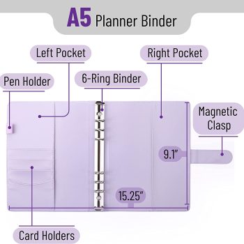 Mr. Pen A5 Leather Notebook Binder, A5 Binder 6 Ring